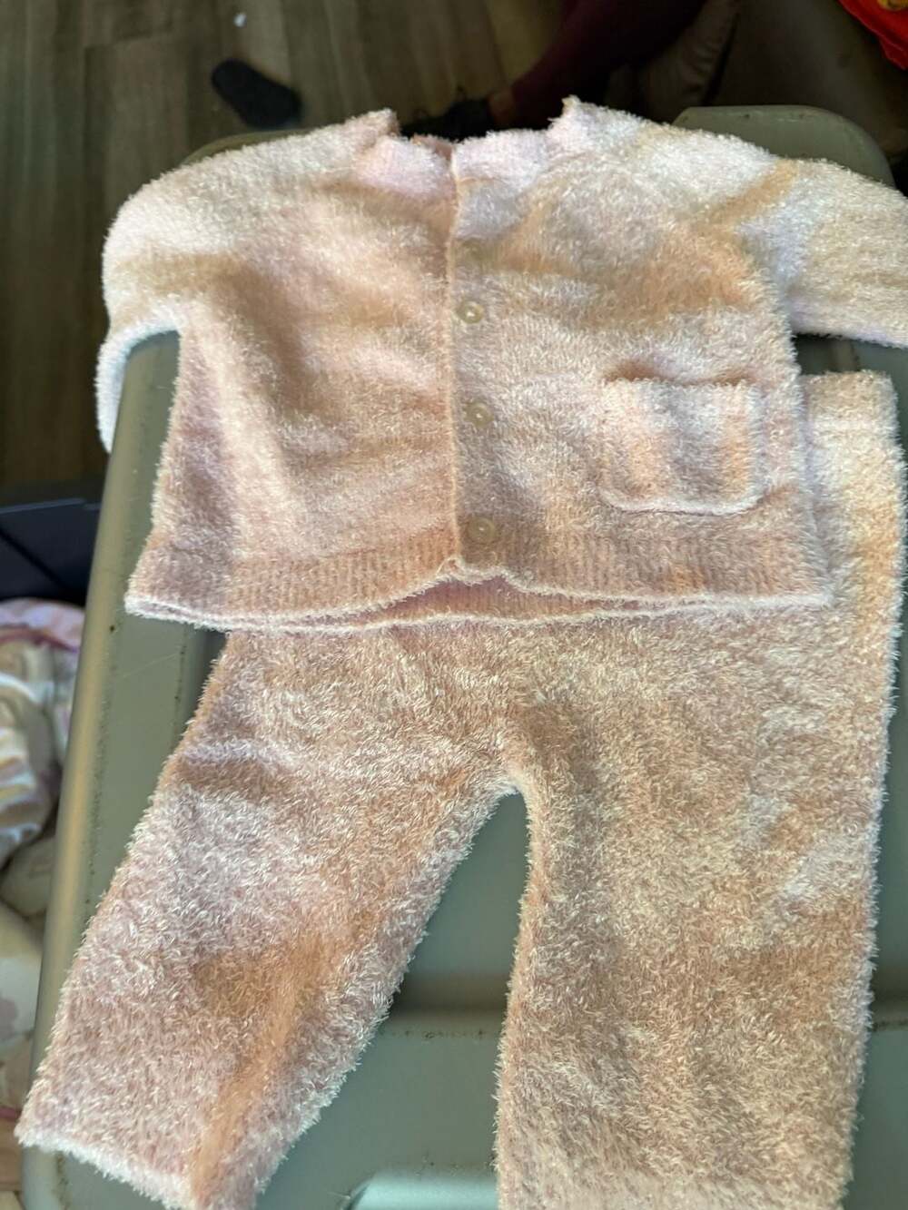 Modern Moments by Gerber Baby Girls Fluffy Cardigan and Pants Set 3-6M Pink